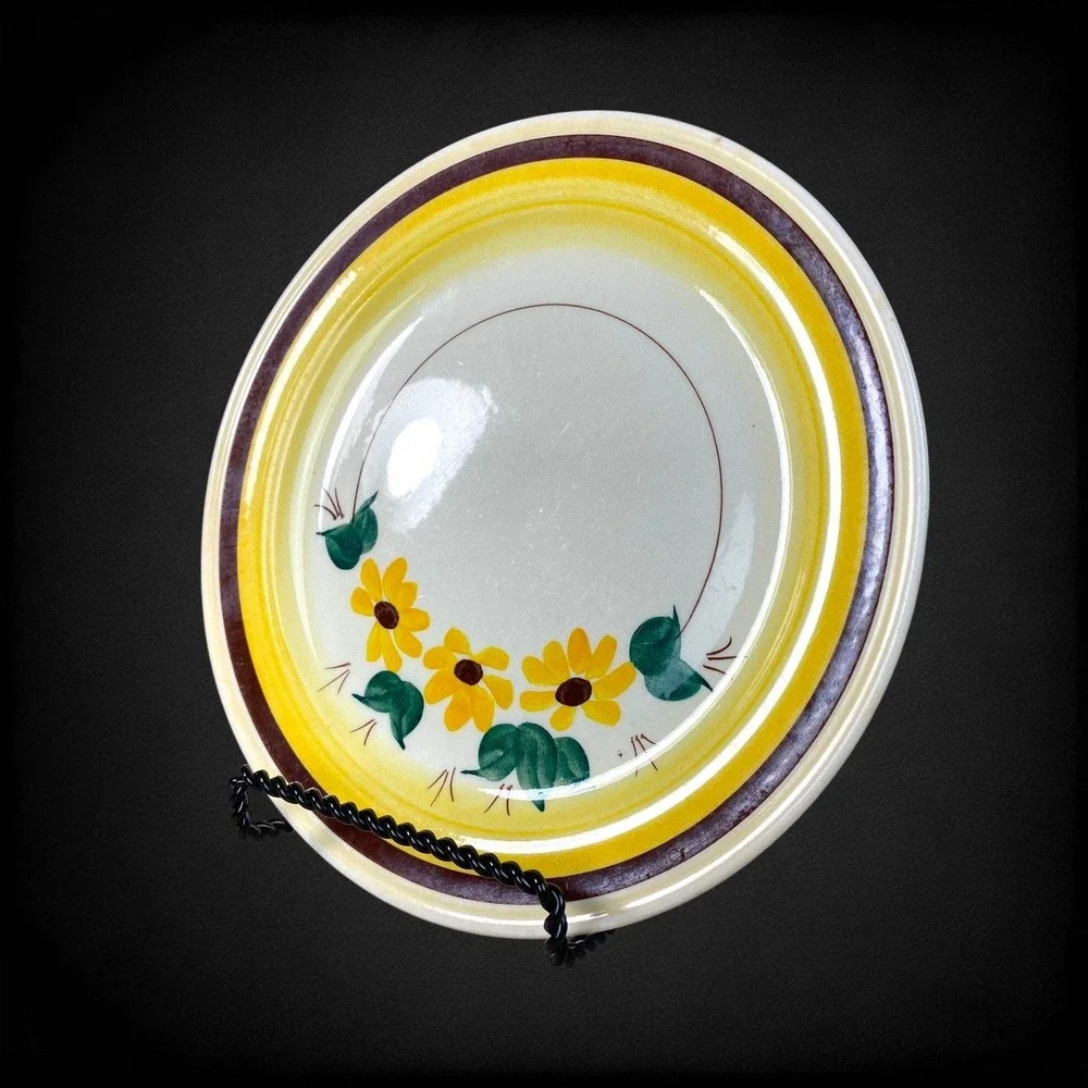 6 Vernonware Vernon Kilns Brown Eyed Susan Salad Plates Metlox 1940s 50s